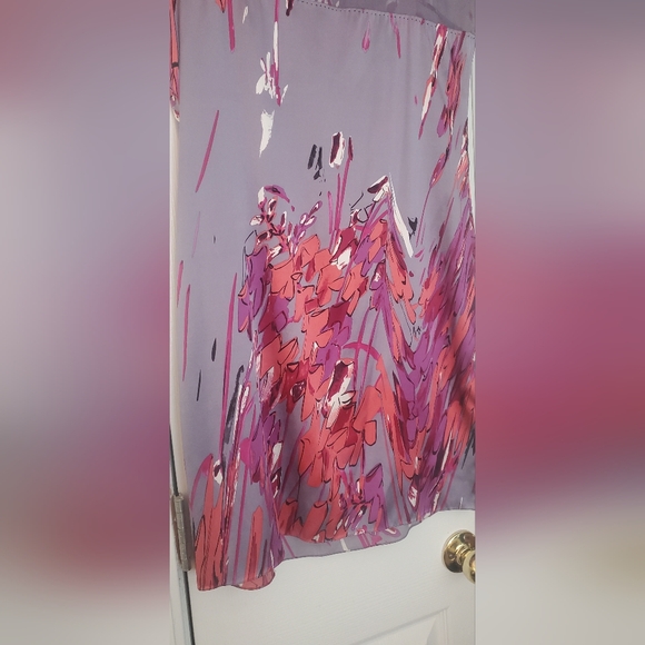 Elie Tahari Silk Dress Floral Lavender Orange Pink - Picture 6 of 7